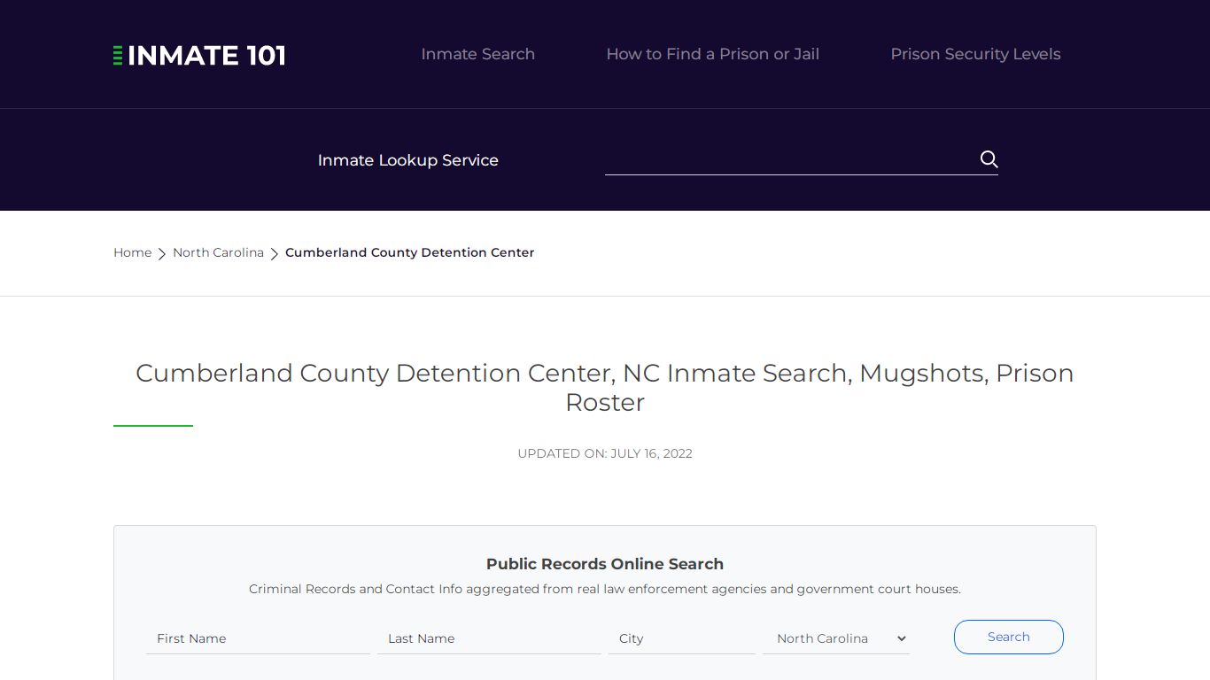 Cumberland County Detention Center, NC Inmate Search ...